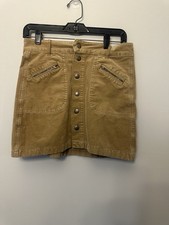American Eagle Outfitters Camel Corduroy Button-Up Mini Skirt Size 2
