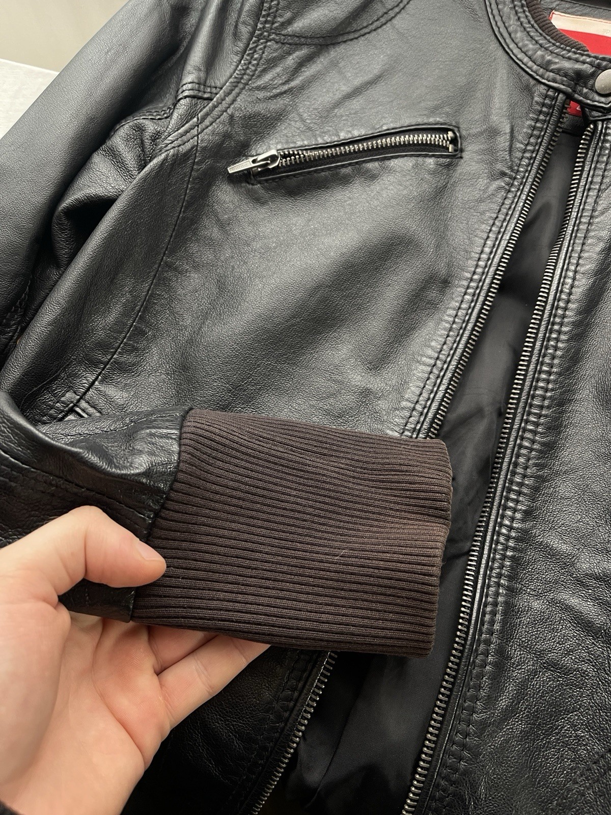 Puma 2000’s Leather y2k Biker Jacket Womens Size Small thumbnail 7