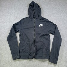 Nike Sportswear Kids Full Zip Hoodie Black Fleece Sweatshirt XL CU9223-010
