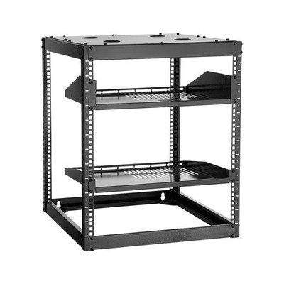 12U Standalone Rack Frame 23in Deep 500lb Capacity 4-Post Carbon Steel
