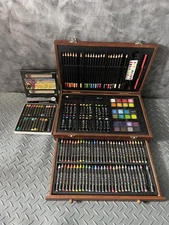 Art 101 Art Essentials Set  Wood Box Pastels Crayons, pencils