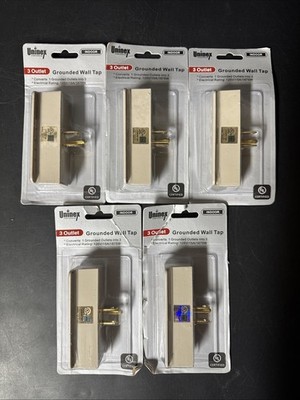 UNINEX 3 OUTLET WALL TAP ADAPTER SOCKET GROUNDED MULTI PLUG PS20U/ Lot Of 5