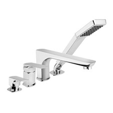 Wannenrandarmatur 4 Loch Armatur Badewanne Wasserhahn Badewannenarmatur Mokka