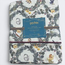 Pottery Barn Teen Harry Potter Wreath Organic Full Sheet Set New