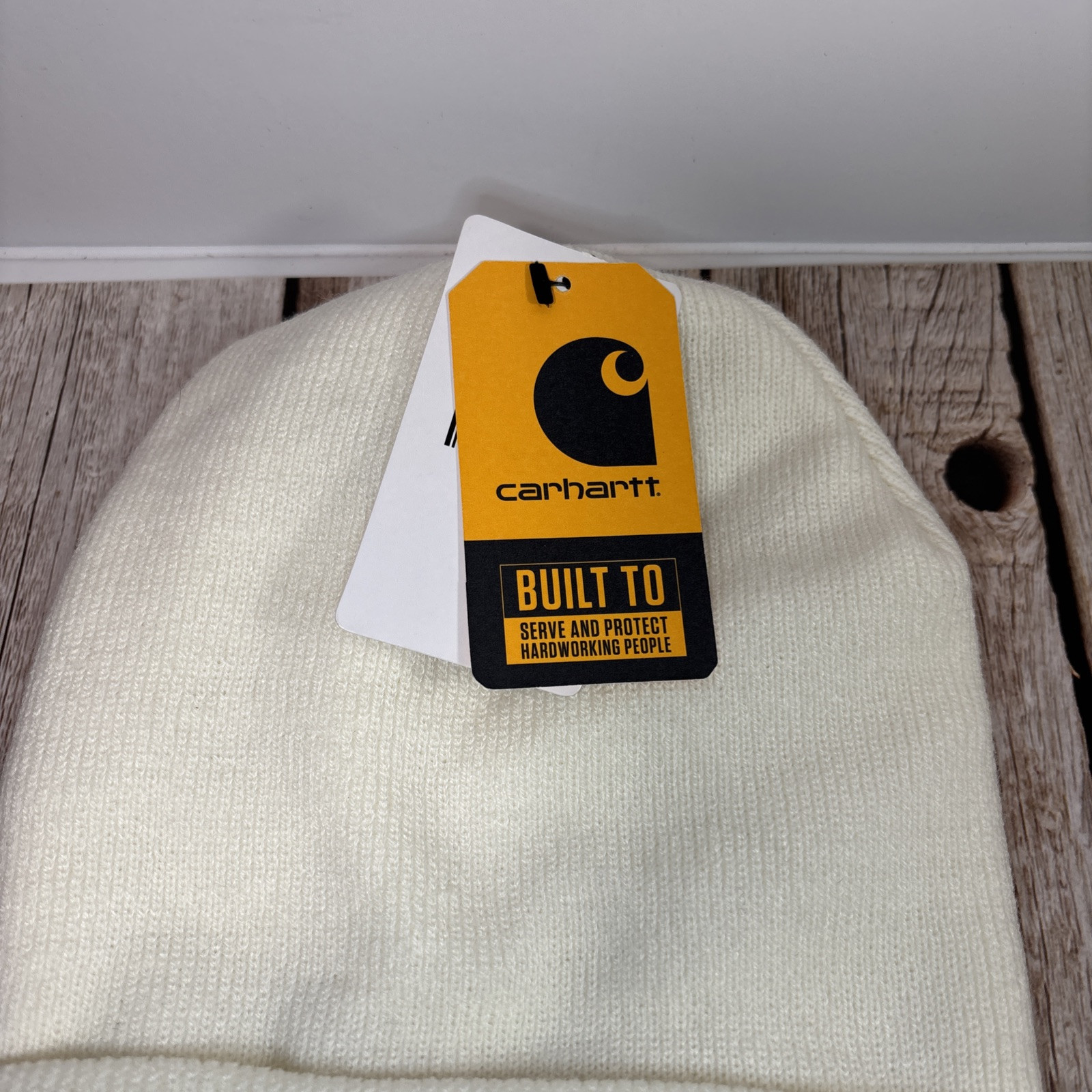 Carhartt Knit Watercolor Camo Patch Beanie Hat Winter White - NWT UNISEX image 3