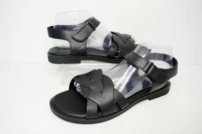 NEU HOTTER AURORA SCHWARZ LEDER/LEDER GEFÜTTERT TAG/ABEND KOMFORT SANDALEN UK 6,5