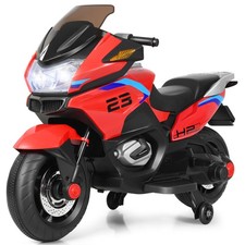 12V Kids Ride On Motorcycle Electric Motor Bike w/ Training Wheels  Light Red