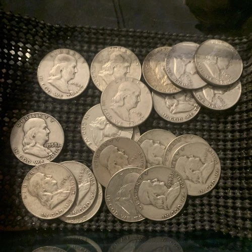 $10 1951-1963 Franklin Half-Dollars - 90% Silver 20-Coin Roll - Silver Bullion
