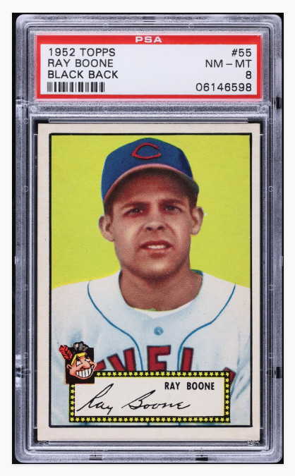 1952 Topps Ray Boone Black Back #55 PSA 8 NM MT