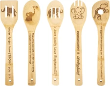 5PCS Elephant Wooden Cooking Spoons Elephant Gifts Elephant Decor Elephant Gifts