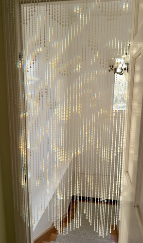 Retro Postmodern Acrylic Beaded Door Curtain Room Divider Scallop WAVE Cream