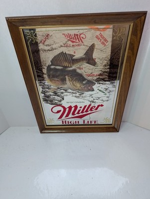 Miller High Life Walleye Mirror First Edition Sportsman Series Bar Beer Decor 