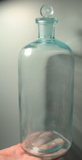 T J Baker Chemical Large 12" Tall & Bottle Stopper Blue/Green Apothecary Chicago