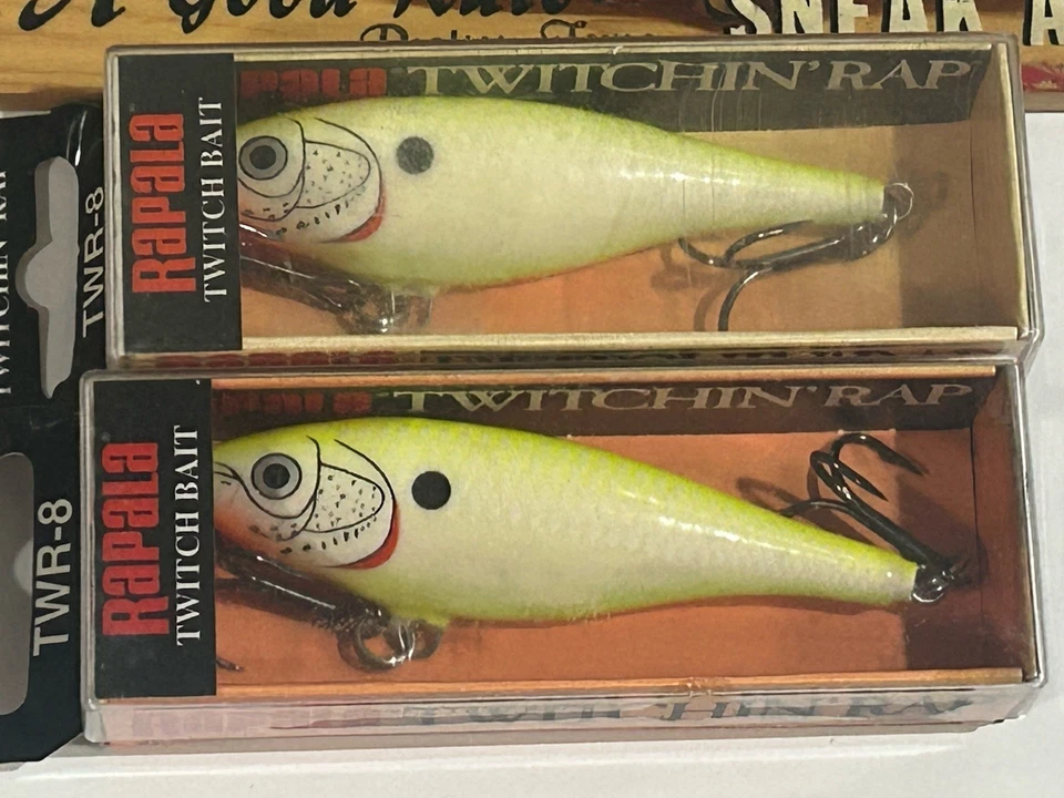 LOTE DE 2 SEÑUELOS DE PESCA RAPALA TWITCHIN' RAP TWR-8 TWR08 TOPWATER COLOR HUESO CALIENTE Foto 2 de 4