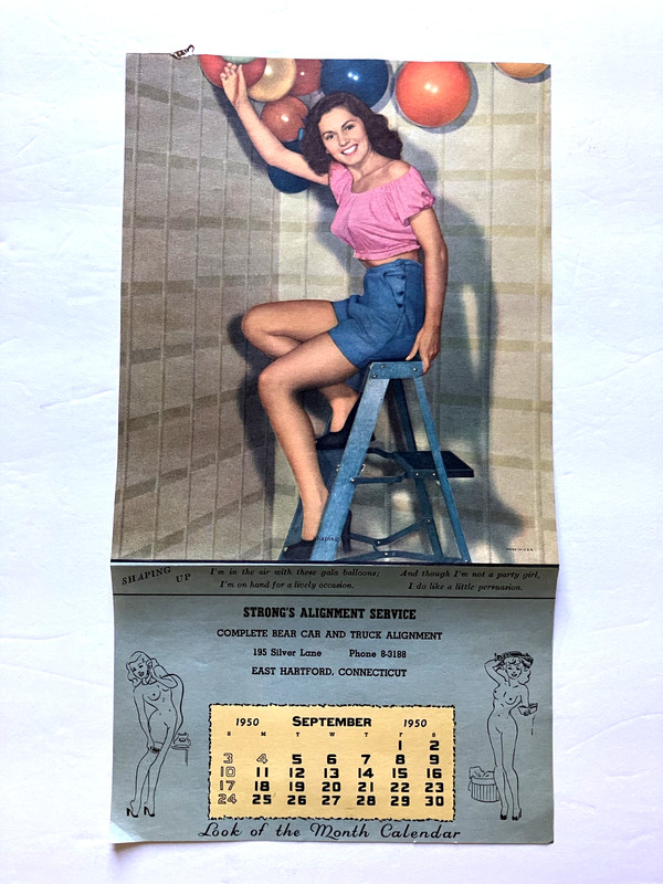 unidentified " SHAPING UP "- sept  1950  PIN-UP/CHEESECAKE  calendar page