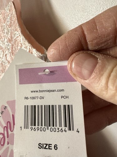 NWTS Bonnie Jean Embroidered Mesh Pearl And Bow Accent Pink Dress Girls Size 6. - Picture 10 of 16
