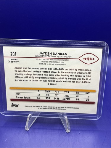 2024 Topps Chrome Jayden Daniels Rookie Gold Wave /50 - Picture 3 of 3