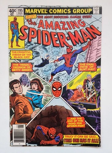 AMAZING SPIDER-MAN #195 - Marvel 1979 VG 2nd Black Cat/Felica Hardy Newsstand