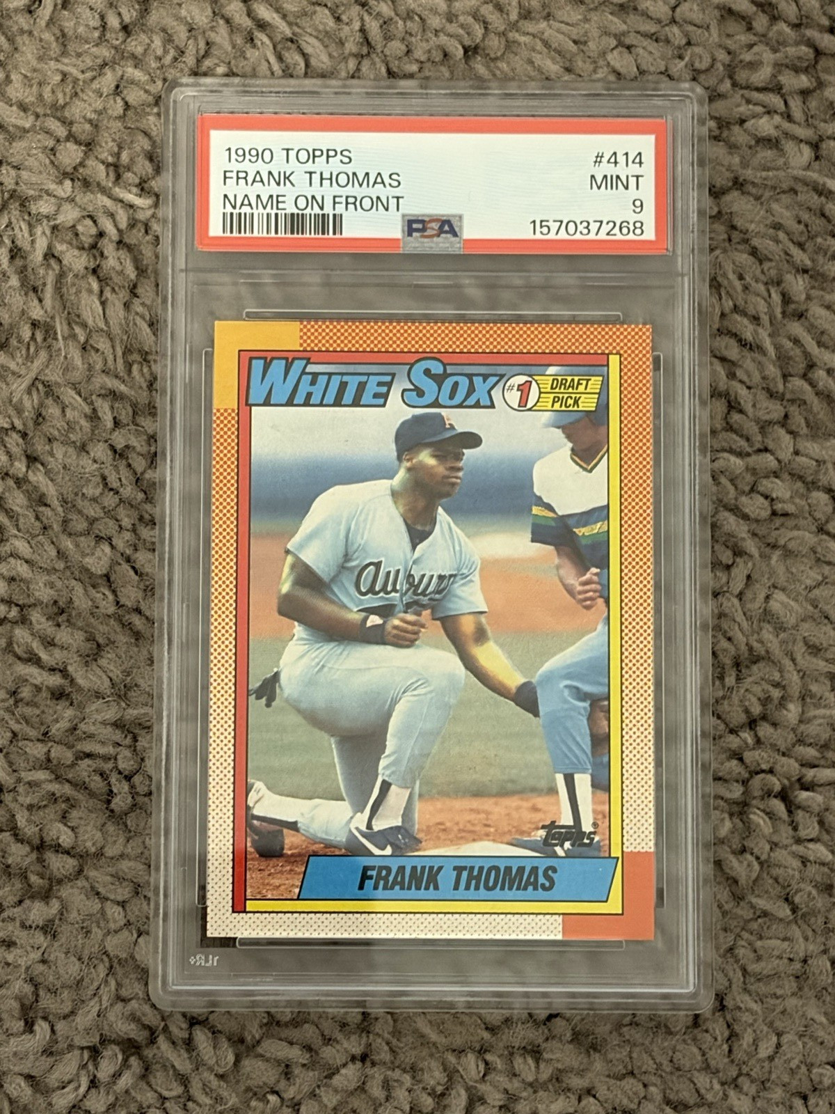 1990 Topps Frank Thomas Rookie #414 PSA 9 Chicago White Sox HOF The Big Hurt view 1