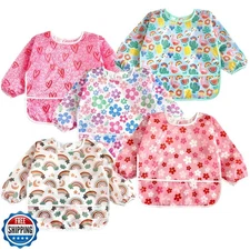 PandaEar 5 Pack Baby Long Sleeve Bibs| Waterproof Full Sleeve Bib for Baby In