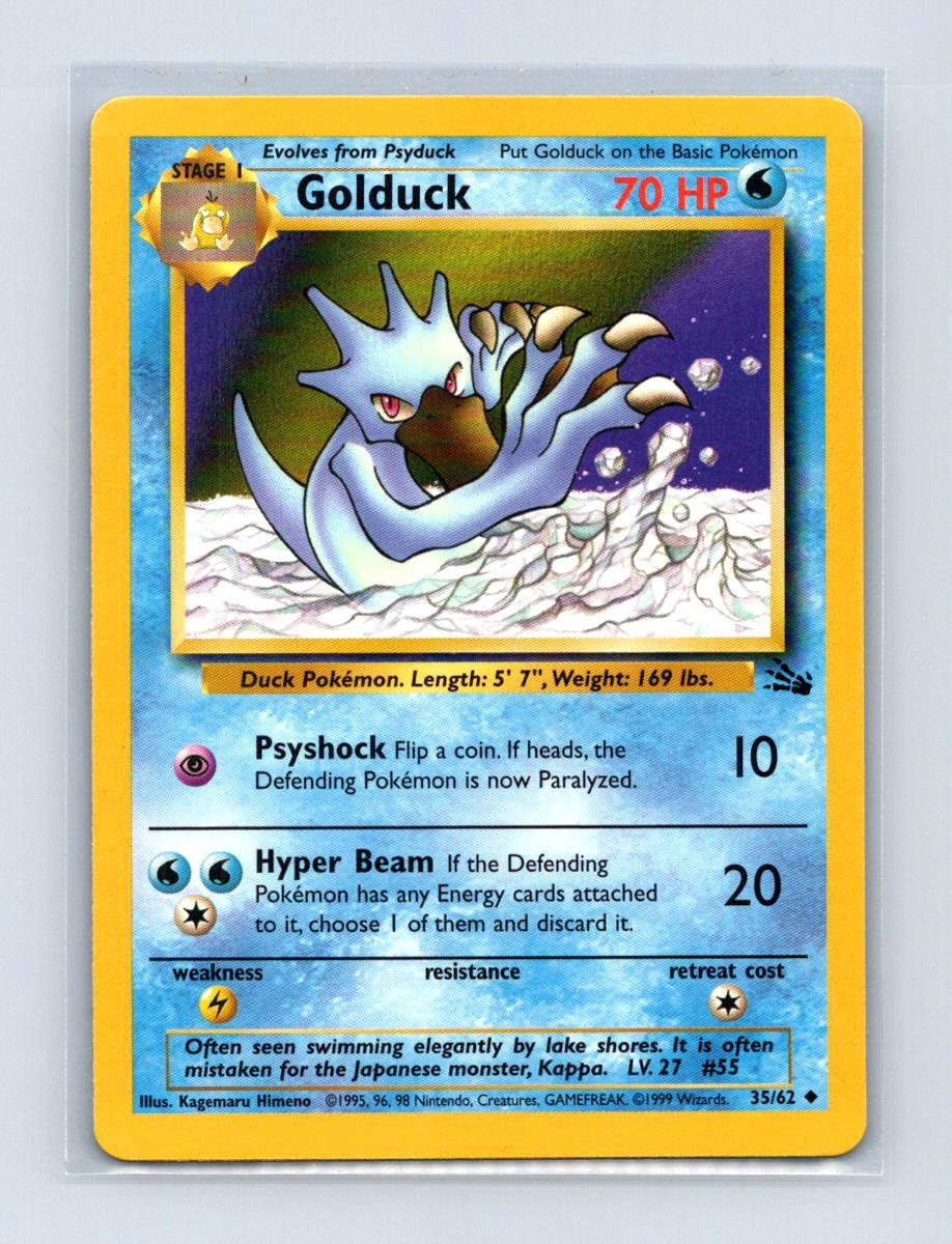 Golduck 35/62 Uncommon Fossil Pokemon Unlimited Lightly Played