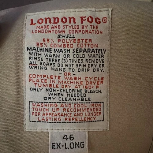 London Fog Maincoats Men's Beige Long Overcoat Button Front Size 46 image 2
