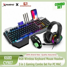 XINMENG K680 RGB Wireless Keyboard Mouse Headset 3 in 1 Gaming Combo Set For PC