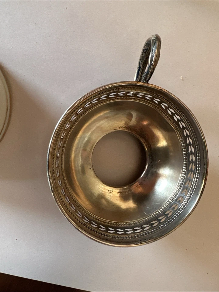 12 juegos de tazas y platillos Gorham de plata esterlina y porcelana Lenox EVC Foto 3 de 4