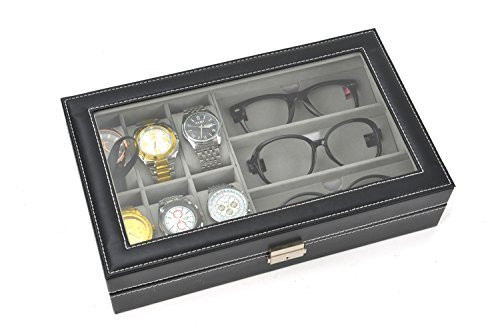 Caja de reloj de cuero organizador exhibición almacenamiento de joyas 6 y 3 - Imagen 4 de 9