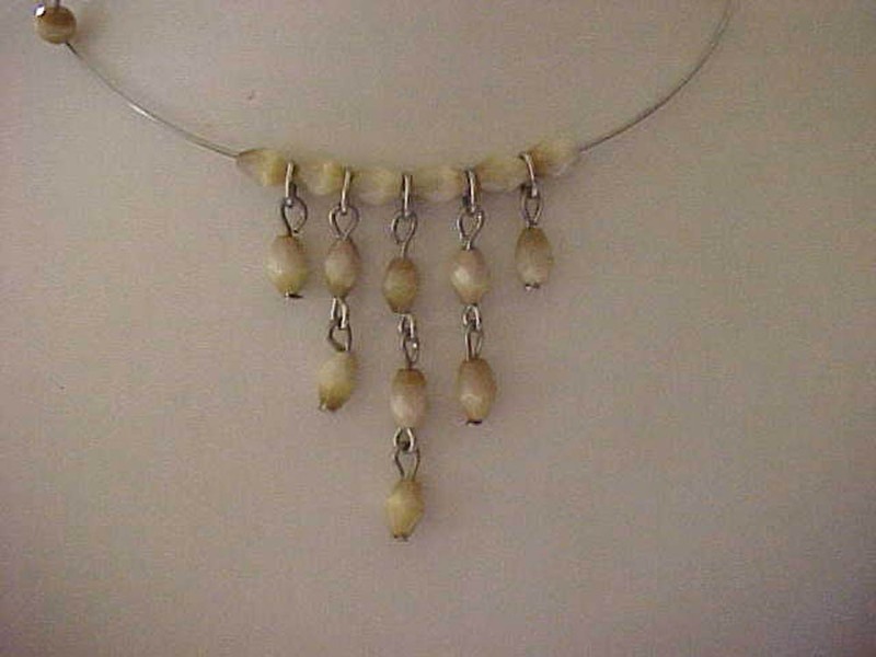 Topaz Moonstone Necklace Fringe Silver Choker Faceted Moonstone 16"