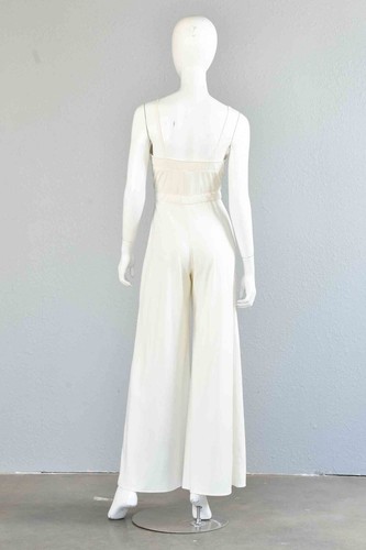 vtg 70s wide leg palazzo bell bottom jumpsuit dress hippie boho festival - Picture 7 of 7