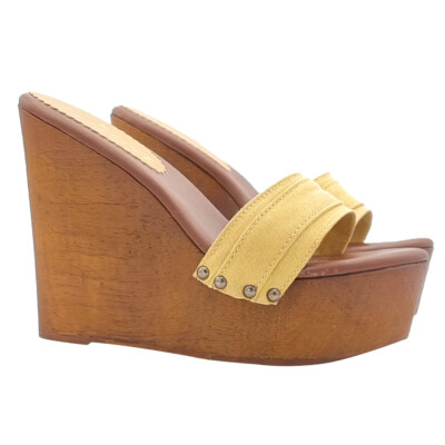 Mules Femme Kiara Shoes Talon 12cm Ocre - Fabriqué En Italie, Pointures 35 à 42, Neuves