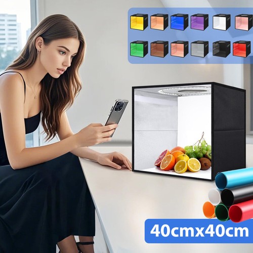 Portable photo box 40x40cm photo studio set LED light box for photography 12-color new - Picture 3 of 21