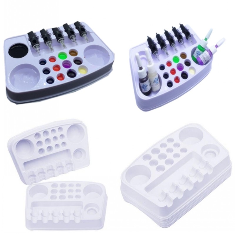Royun Disposable Plastic Permanent Makeup Tattoo Work Plate Ink Cup Needles Tip