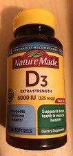 Nature Made D3 Vitamin 5000 IU 125mcg Extra Strength 180 Count EXP 01/2027 NEW