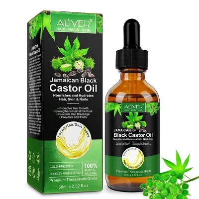ALIVER Jamaican Black Castor Oil Hair Growth, Eyelashes and Eyebrows, 100% Pure 60ml
