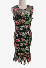Calvin Klein Women Mermaid Mini Dress Size 10 Floral Crew Neck Sleeveless 105A