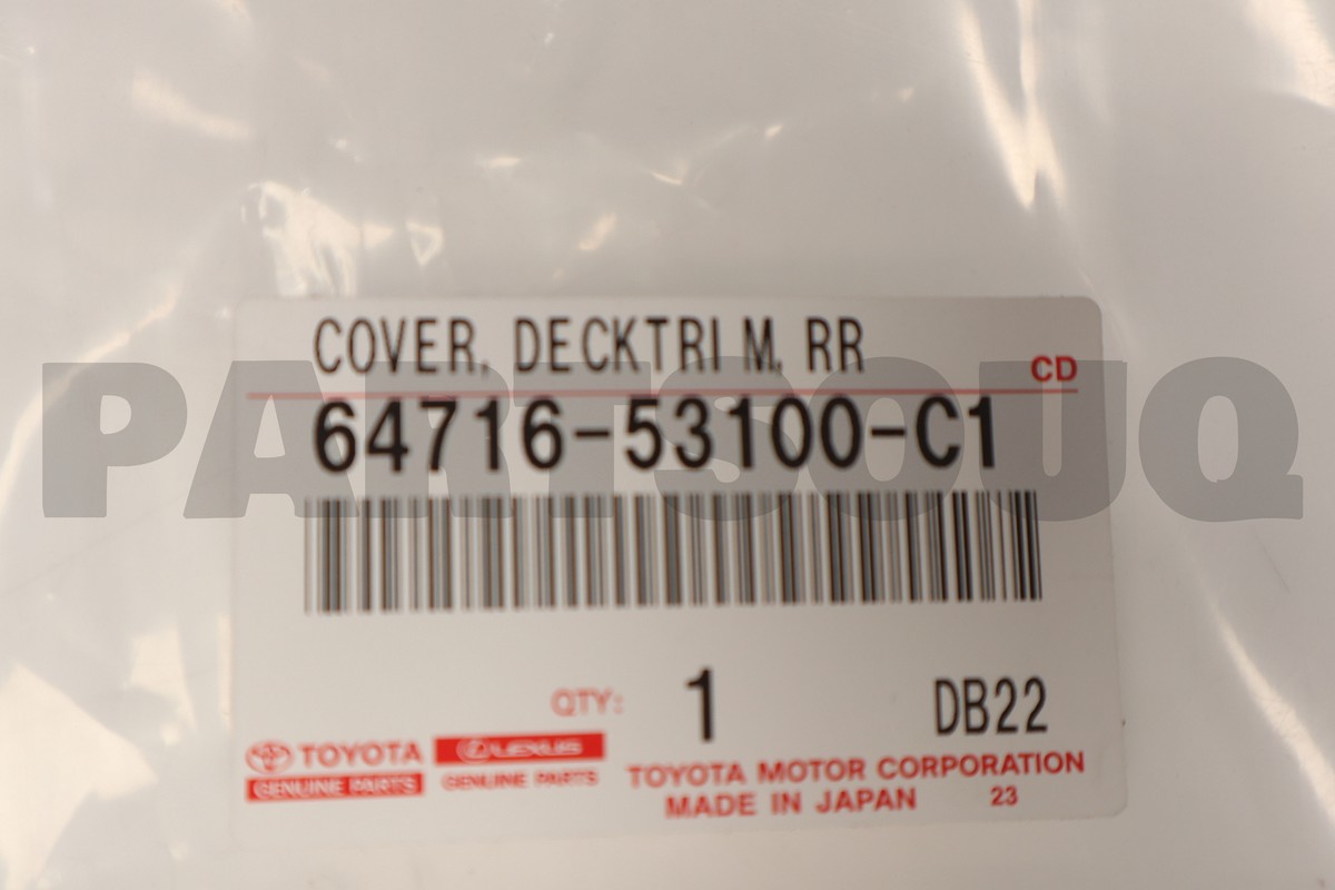 6471653100C1 Genuine Toyota COVER, LUGGAGE 64716-53100-C1 | eBay