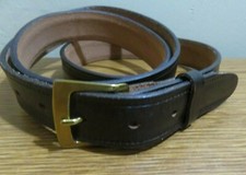 UNBRANDED Brown Leather Belt GOLD-toned Buckle Size 40 FITS 39-43