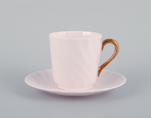 Tuscan, England, five-person coffee service in pink porcelain. - Picture 4 of 7