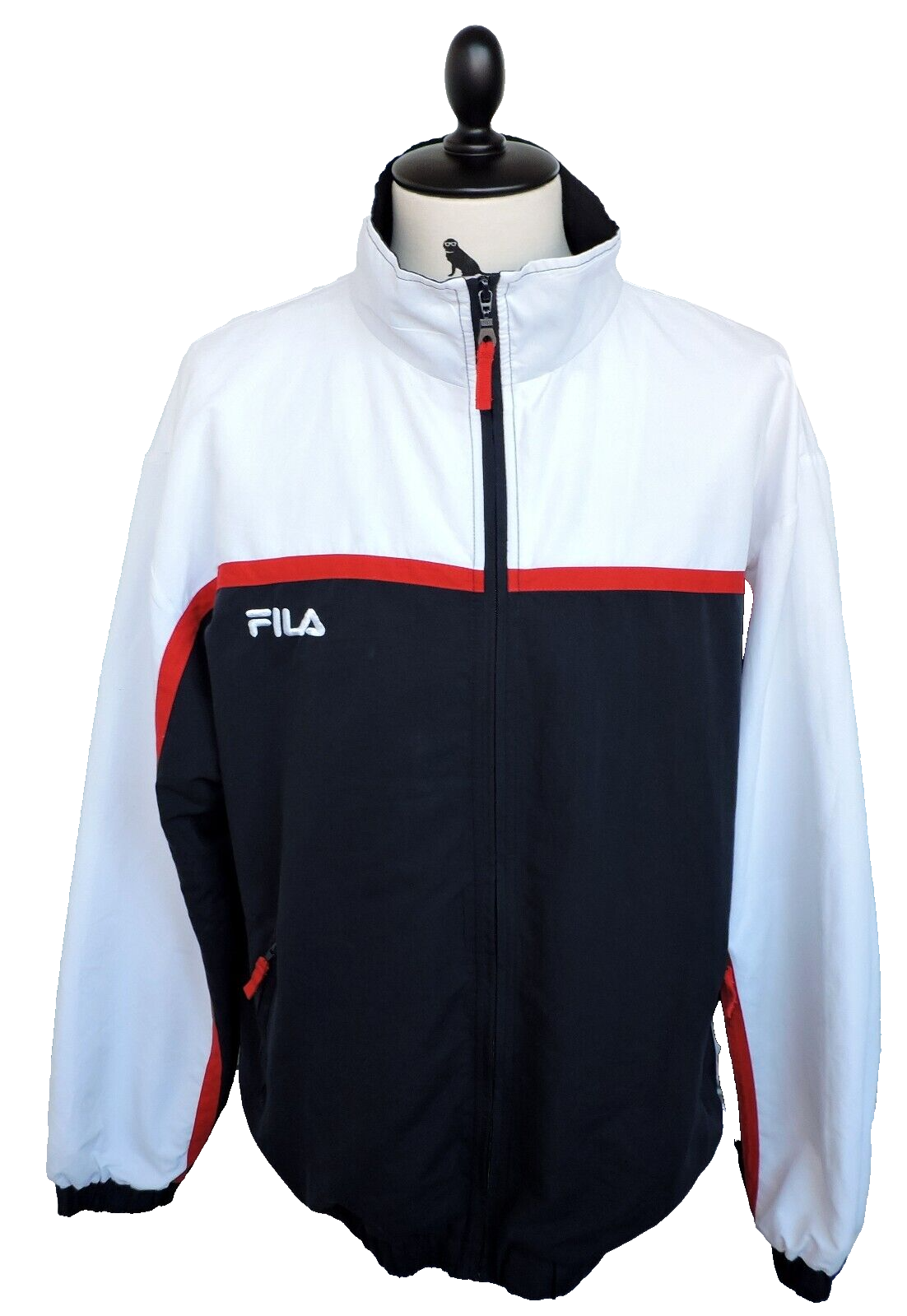 Giacca da pista Fila uomo bianca blu navy casual full zip taglia L XL