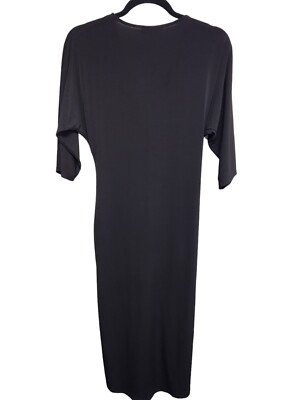 Knot Front Batwing Long Black Dress Front Slit 3/4 sleeve Evening-K67 | eBay