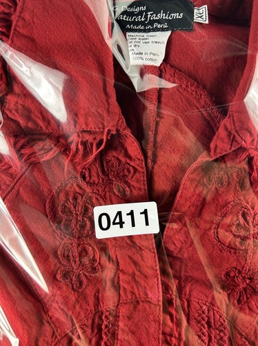 Giacca leggera G. Designs moda naturale donna XL cotone finitura con frange rossa - Foto 10 di 10