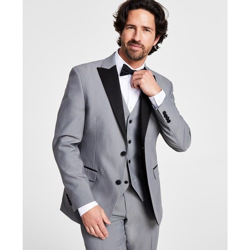 Traje ajustado para hombre Alfani chaqueta de esmoquin separada blazer gris negro B4HP $360 - Imagen 7 de 18