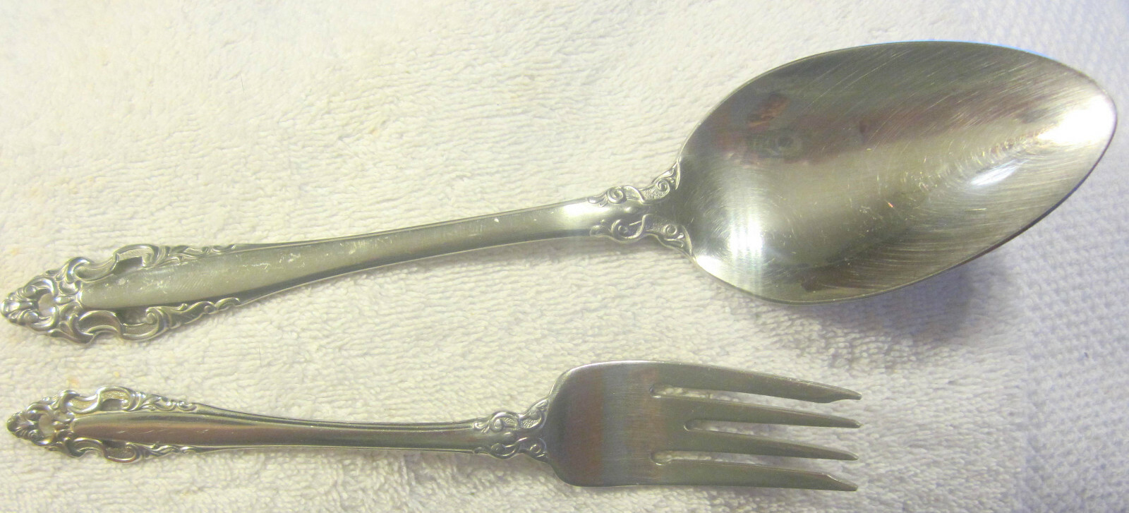 2 GORHAM PIERCED BAROQUE pieces,serving  spoon,fork vintage