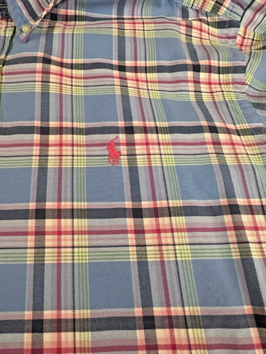 Polo Ralph Lauren Men's Classic Fit Plaid Blue Green Pink Long Sleeve Shirt 2XL - Picture 3 of 4