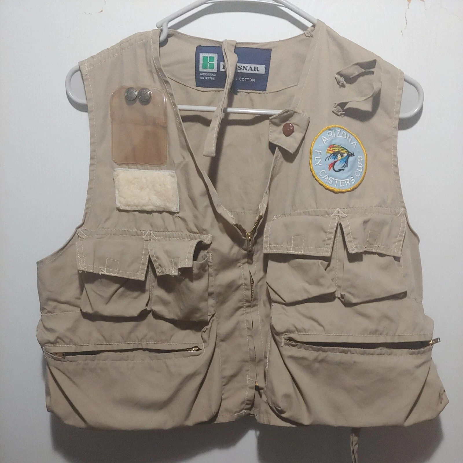Fly Fishing Hunting Jacket Vest Vintage Med. Kassnar Brown Kaiki 7 Pockets