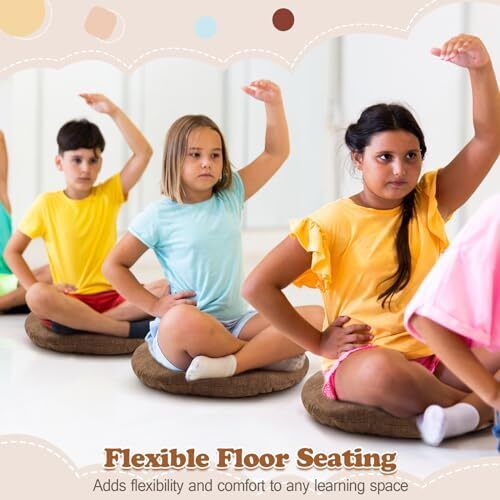 Pcs 15 Inch Round Floor Cushions for Kids and Toddlers, Flexible 8 Brown - Bild 6 von 6