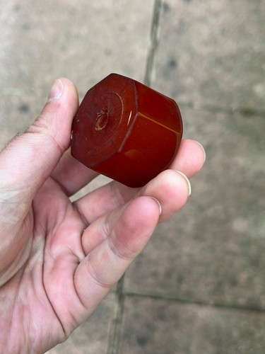 Vintage Phenolic Cherry Amber Bakelite Handle Faturan Not Marbled Not Beads 48G - Picture 14 of 21