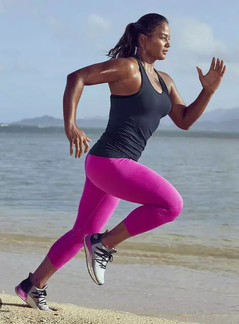 Athleta S Electric Fuchsia Laser Cut Velocity Capri Running Tights